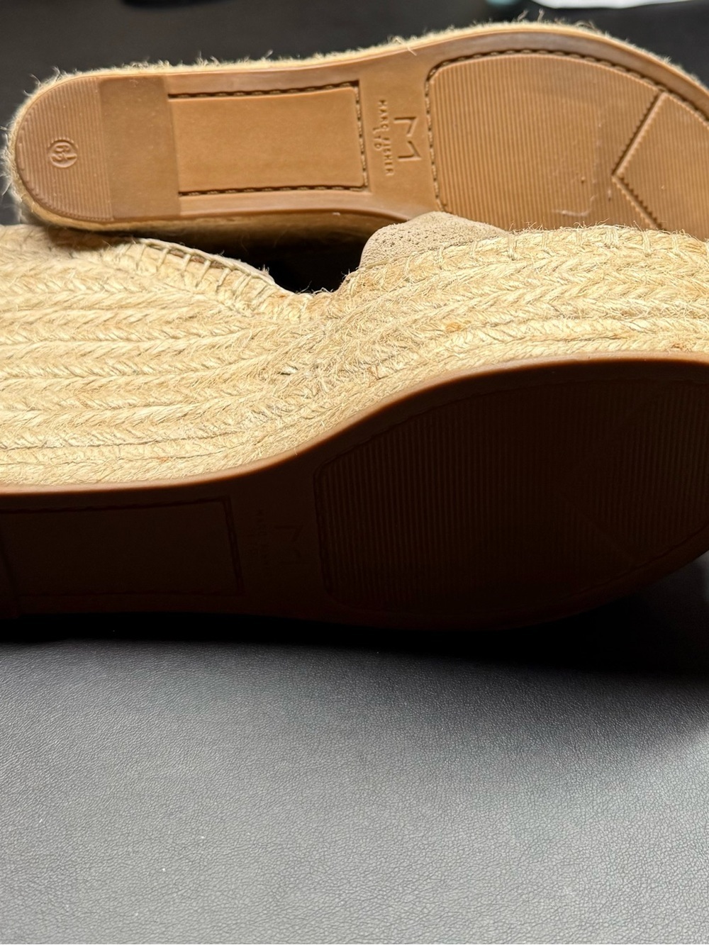 Marc Fisher Beige Suede Espadrille Slingback Wedges - Picture 4 of 6